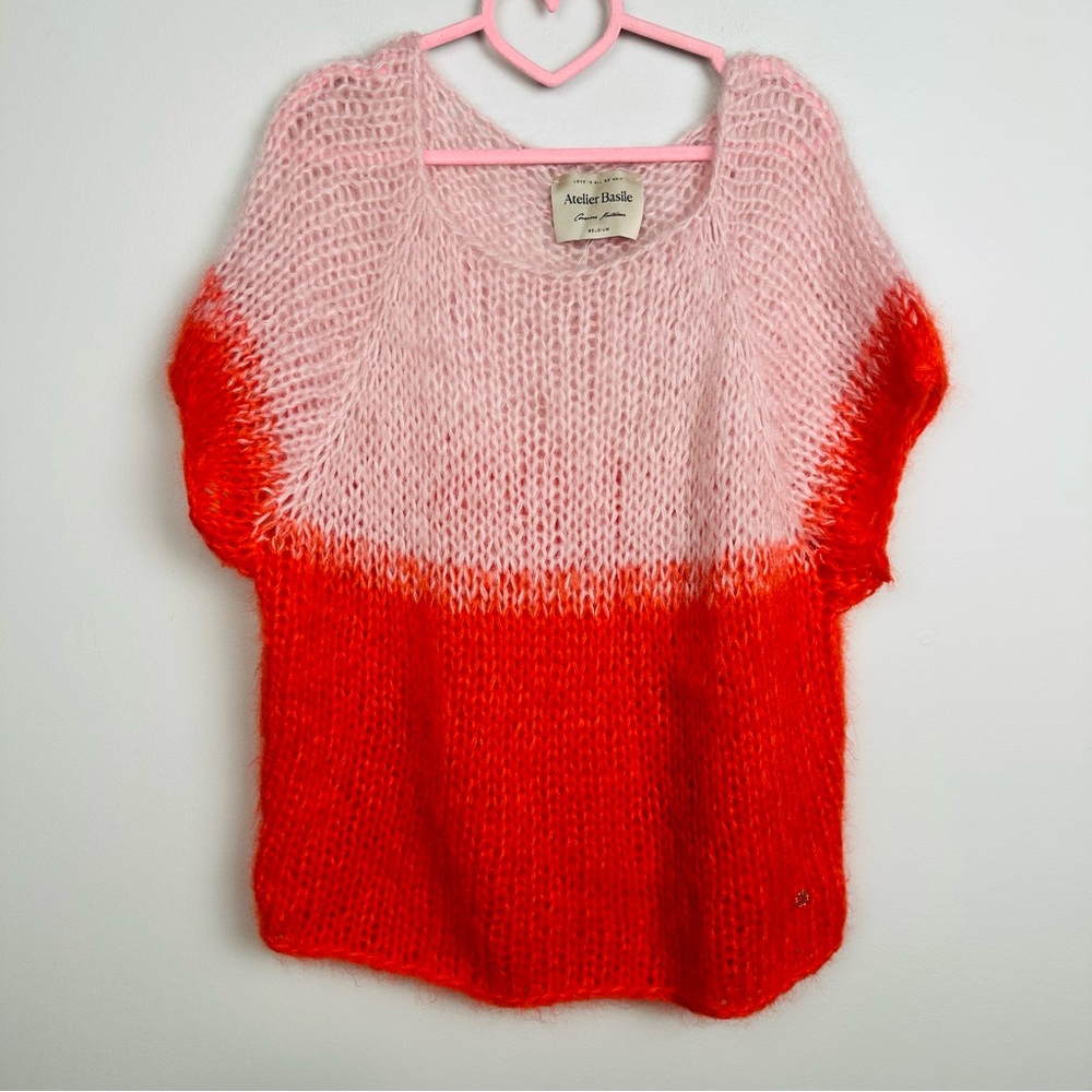 Atelier Basile Stylish Pink and Orange Knit Lightweight Sweater